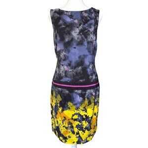 SUZI CHIN Dress Size 10 for Maggy Boutique Silk Sleeveless Abstract Print Sheath